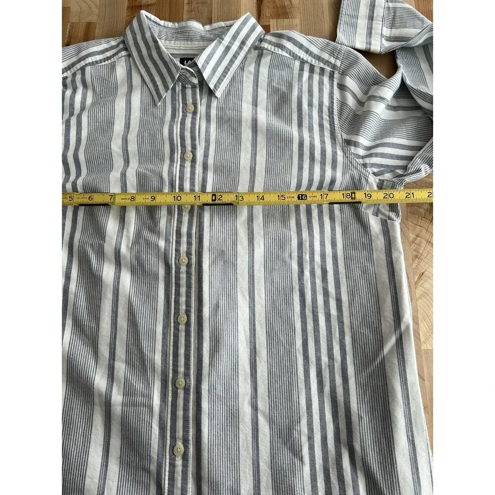 Lands' End Long Sleeve Collared Shirt Dress 100% Cotton Pockets Blue Striped M - Picture 8 of 10